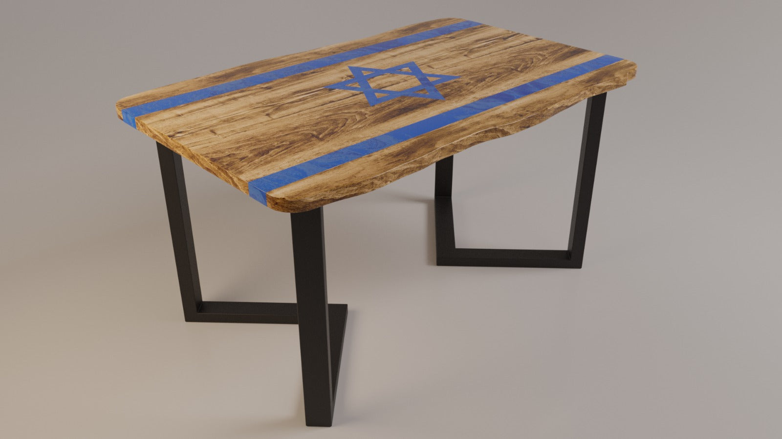 High-quality olive wood table combined with Star of David epoxy